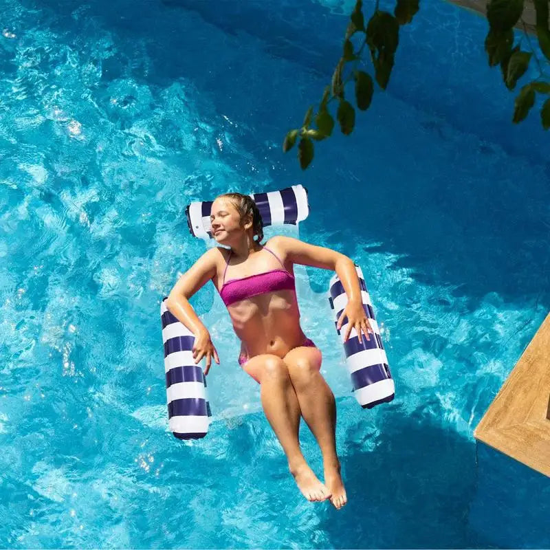 Pool Lounger Hammock Float Quick Inflation Blow Up Chair Swimming Zpaxo