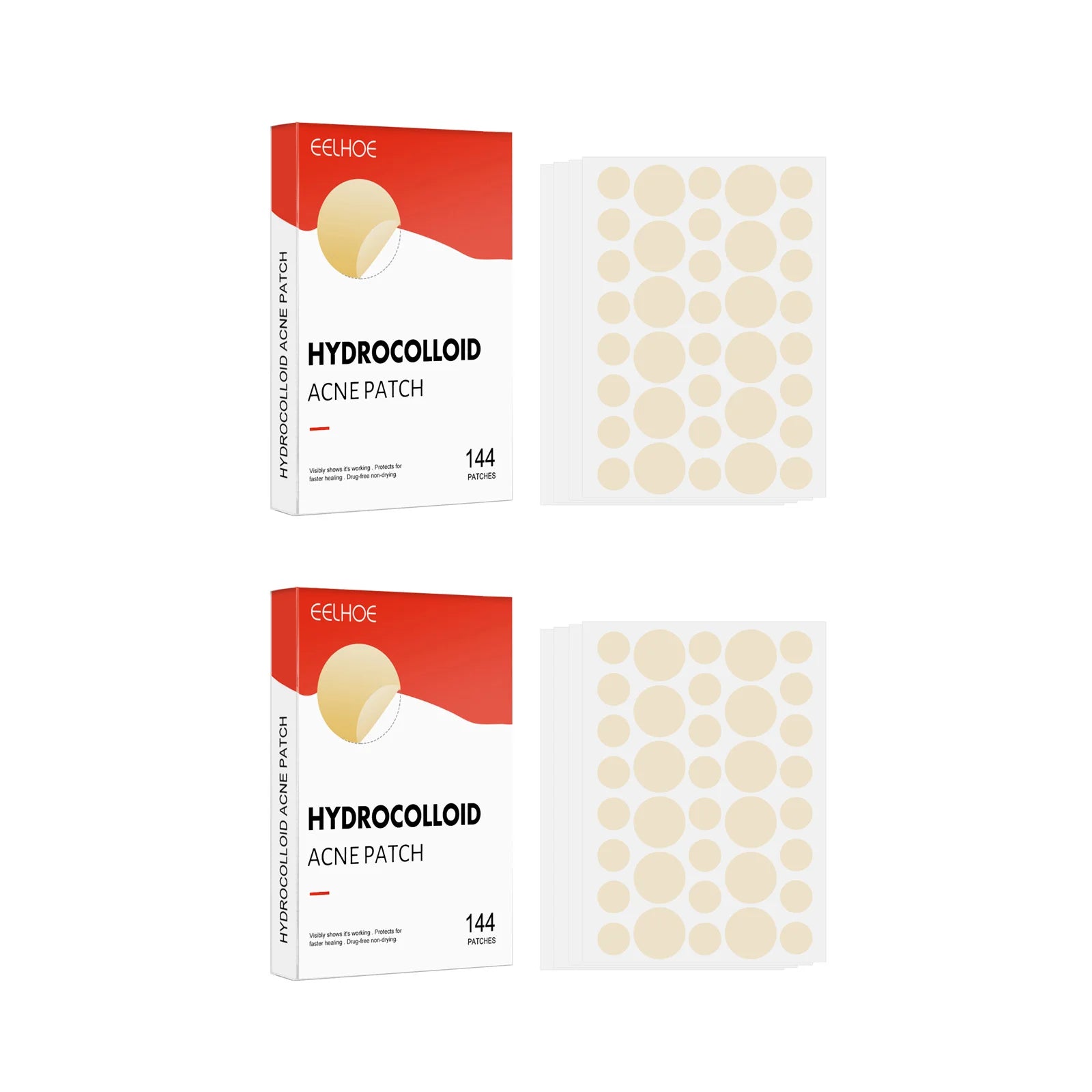Hydrocolloid Acne Patches 144pcs | Invisible Pimple Spot Treatment Acne Pimple Patches Zpaxo 2 x 144pcs Boxed