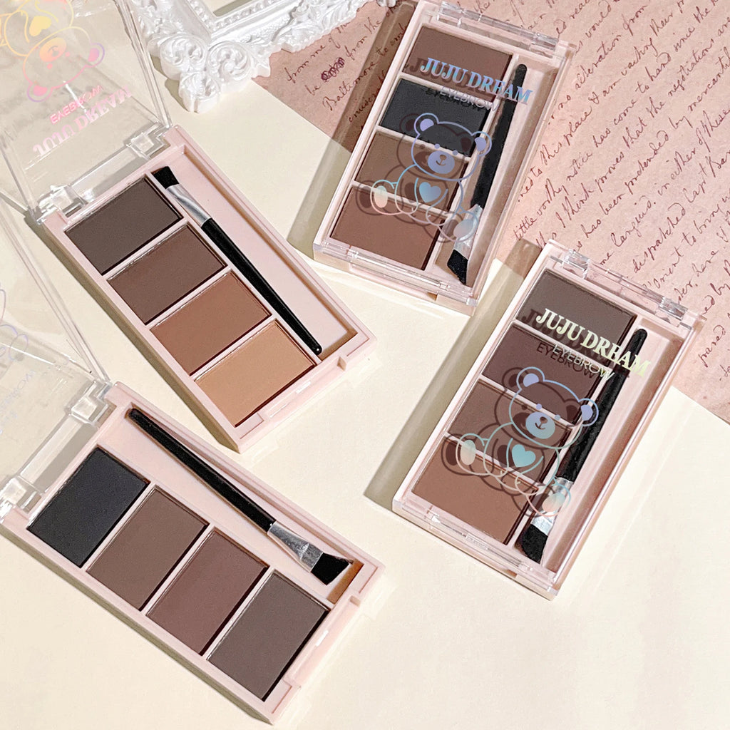 4-color Eyebrow Powder Palette With Eyebrow Brush - Natural Long-Lasting Eyebrow Powder Eyebrow Shape Waterproof and Sweat-proof Zpaxo