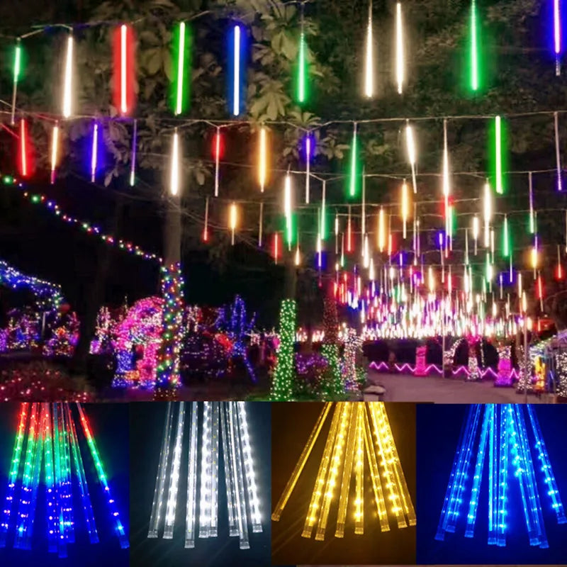 Solar LED String Lights Meteor Shower Fairy Garland Outdoor Garden Zpaxo