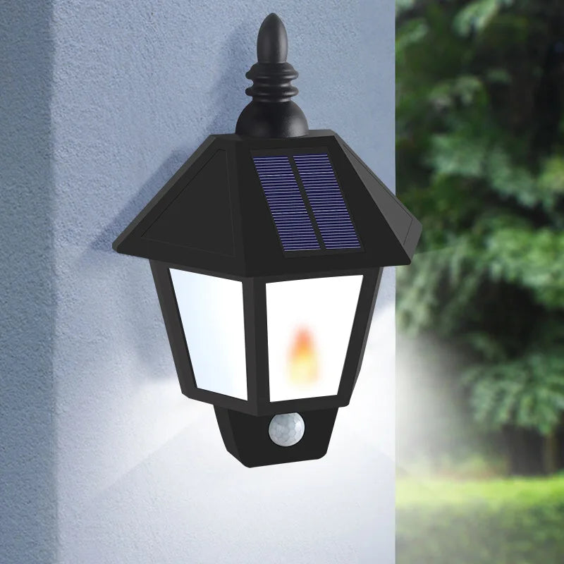 Solar Flame Wall Lights Sensor Flickering Outdoor Waterproof Security Zpaxo
