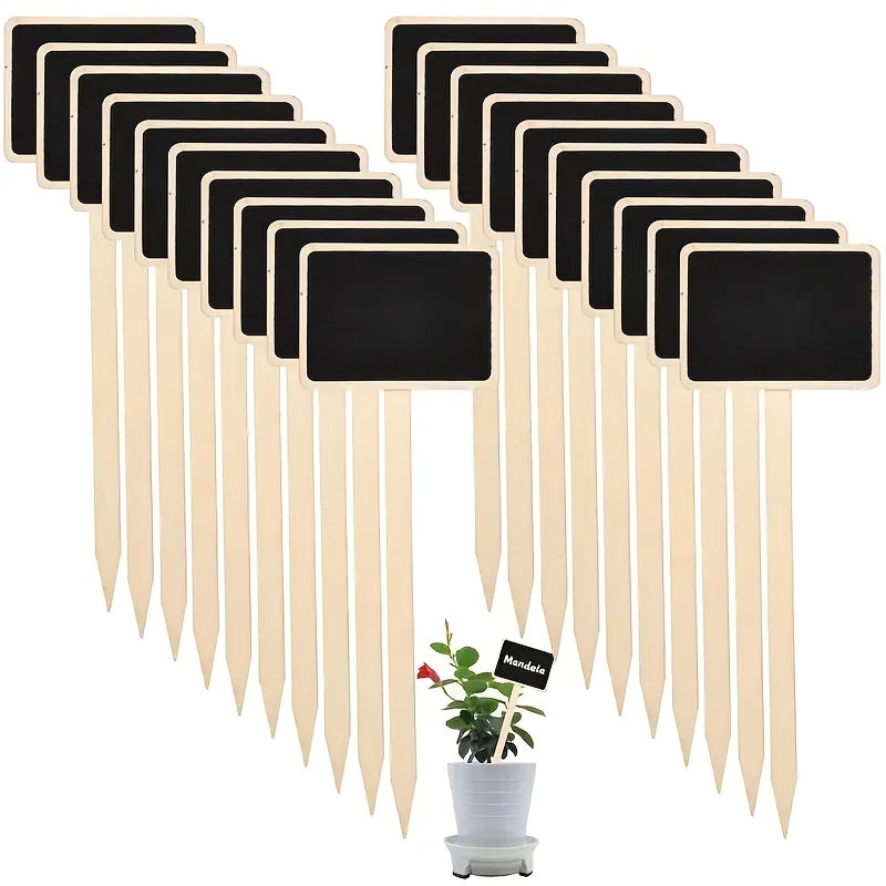 Rustic Wooden Plant Labels T-shaped Garden Signs Blackboard Message