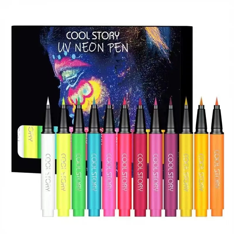 Eyeliner Pencil Eyeshadow Pen Fluorescent UV Glow Neon Body Paint Zpaxo 12 pcs A set