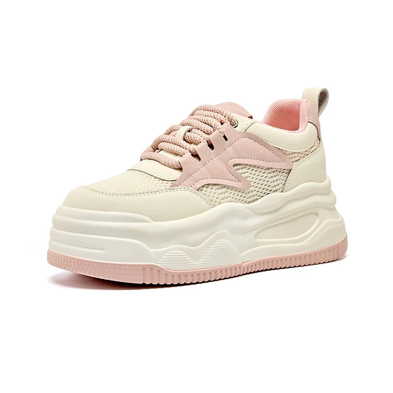 Womens Summer Breathable Mesh Thick Sole Platform Sneakers Hidden Zpaxo 96155 Pink 38 China Mainland