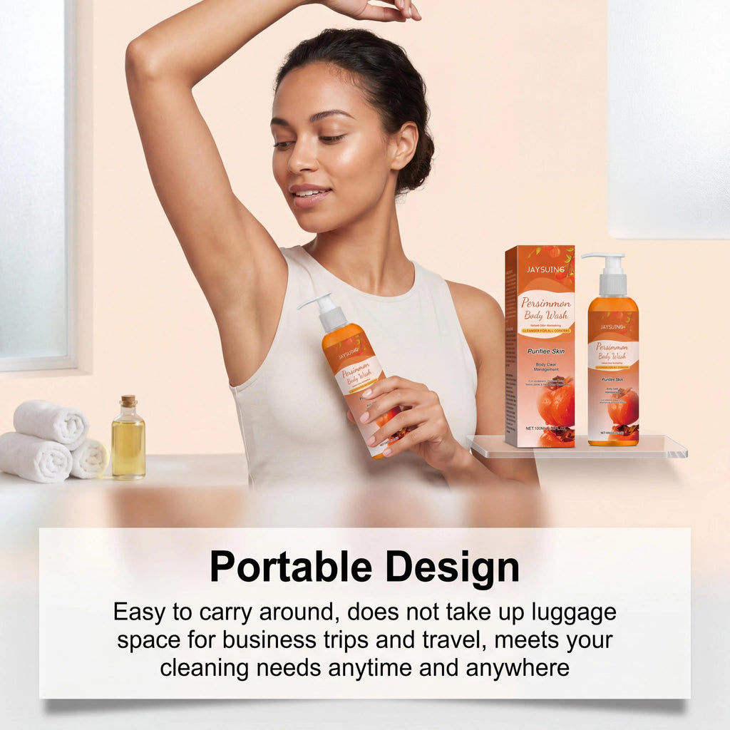 Persimmon Shower Gel – Cleansing, Deodorizing & Exfoliating Exfoliating Body Wash Zpaxo