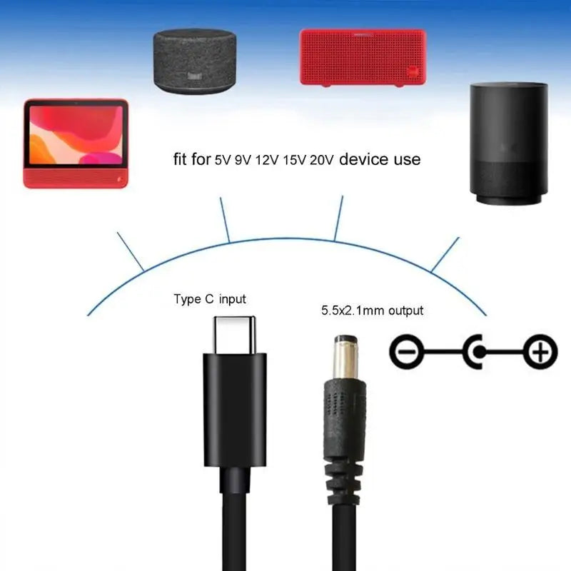 652F Universal USB C 4 0x1 5V 9V 12V 15V 20V Power Supply Cable Zpaxo