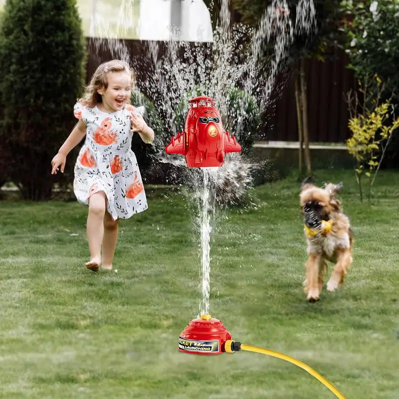 Space Rocket Sprinkler Cute Yard Outside 360 Rotating Shape Zpaxo