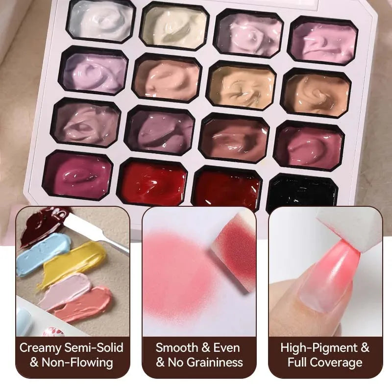 4 in 1 16 Grid Pat Painting Gel Nail Polish Gradient Effect Nail Art Salon Design Long-Lasting Creamy Texture Smooth Application Zpaxo