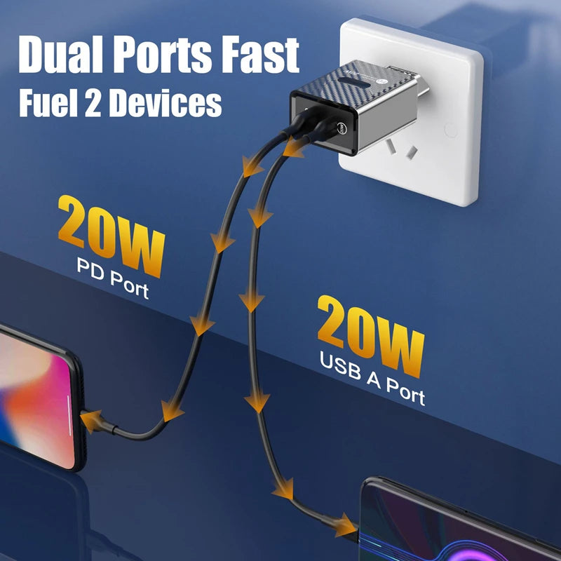20W PD Fast Charging Mobile Phone Charger EU US Charge Plug Adapter
