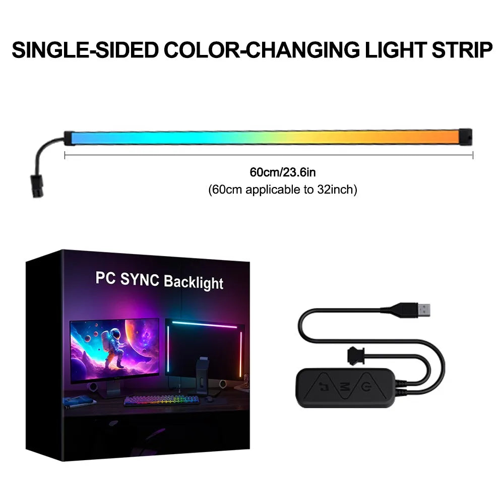 RGB Gaming Sync Light Strip Computer Monitor Light LED Backlight Color Music Sync DIY Display APP Control Atmosphere Decor Lamp Zpaxo 60cm
