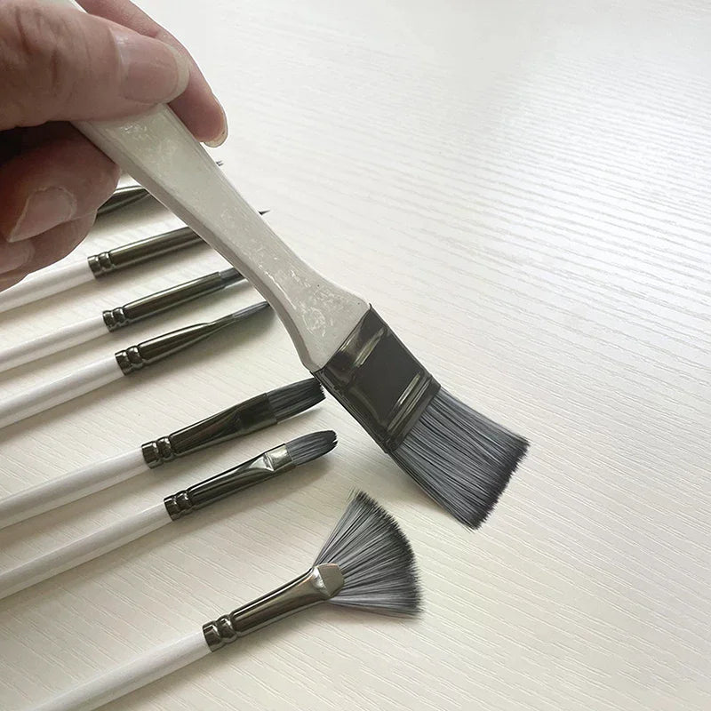 24 Nylon Brush Silver Gray Rod Pen Curtain Oil Gouache Artistic Zpaxo
