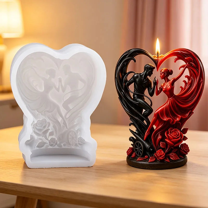 Dancing Couple Silicone Candle Mold for Wedding Valentine's Day DIY Aroma Soap Wax Gypsum Plaster Craft Ornament Mold Home Decor Zpaxo