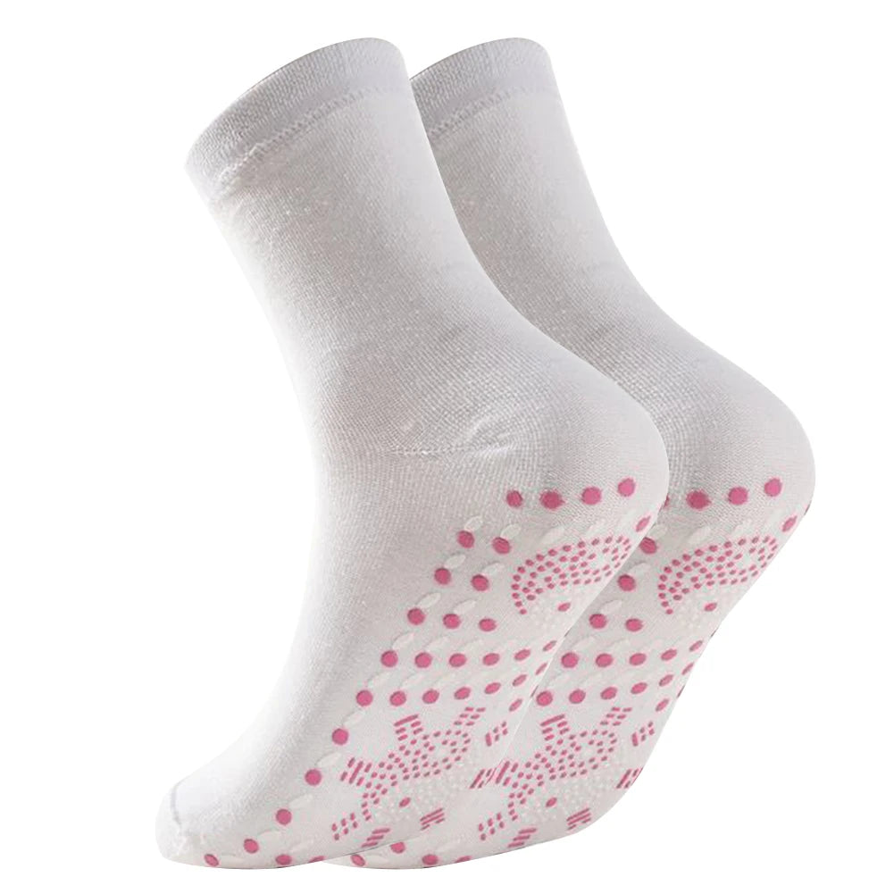 1 Pair Thermotherapeutic Socks Pain Relief Slimming Health Socks Tourmaline Cold-Resistant Christmas Gifts for Friends Zpaxo WHITE