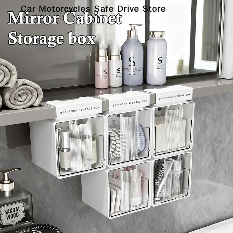 Transparent Bathroom Cotton Stick Makeup Pull-out Storage Drawer Box