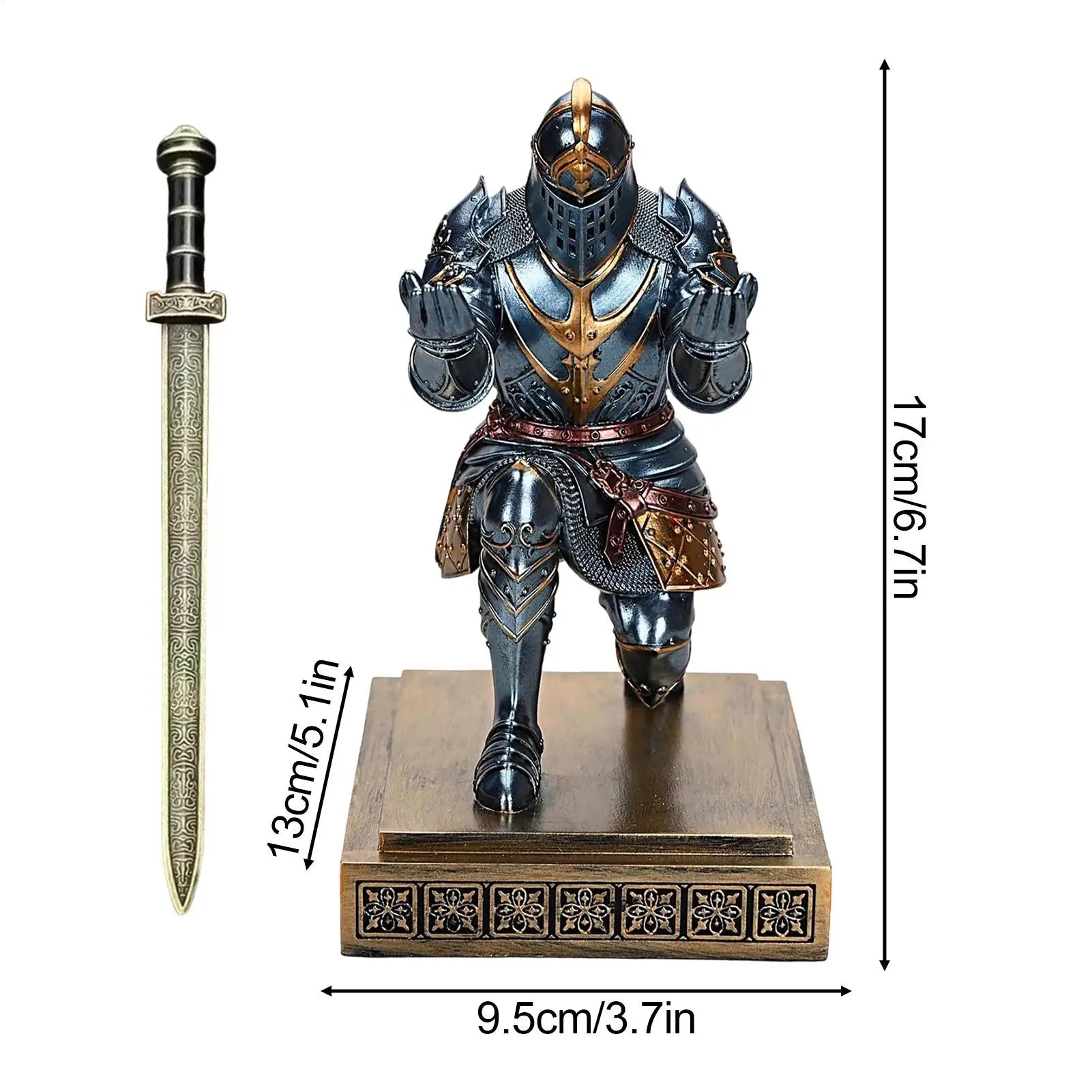 Cool Pen Holder Kneeling Pose Crayon Stand Knight Statue for Paper Pencils Table Painting Brush Workplace Classroom School Craft Zpaxo