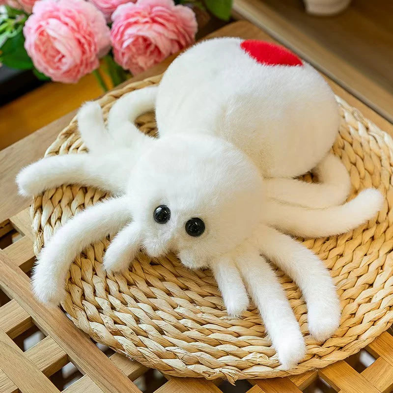 ▶1PCS Cute 25cm Plush Toy Plush Reptile Simulation Spider Hallows' Day Crawling Pet Doll Zpaxo white
