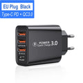 60W 4-Port USB-C Fast Wall Charger – PD & Quick Charge 3.0 USB Wall Charger Zpaxo EU Black
