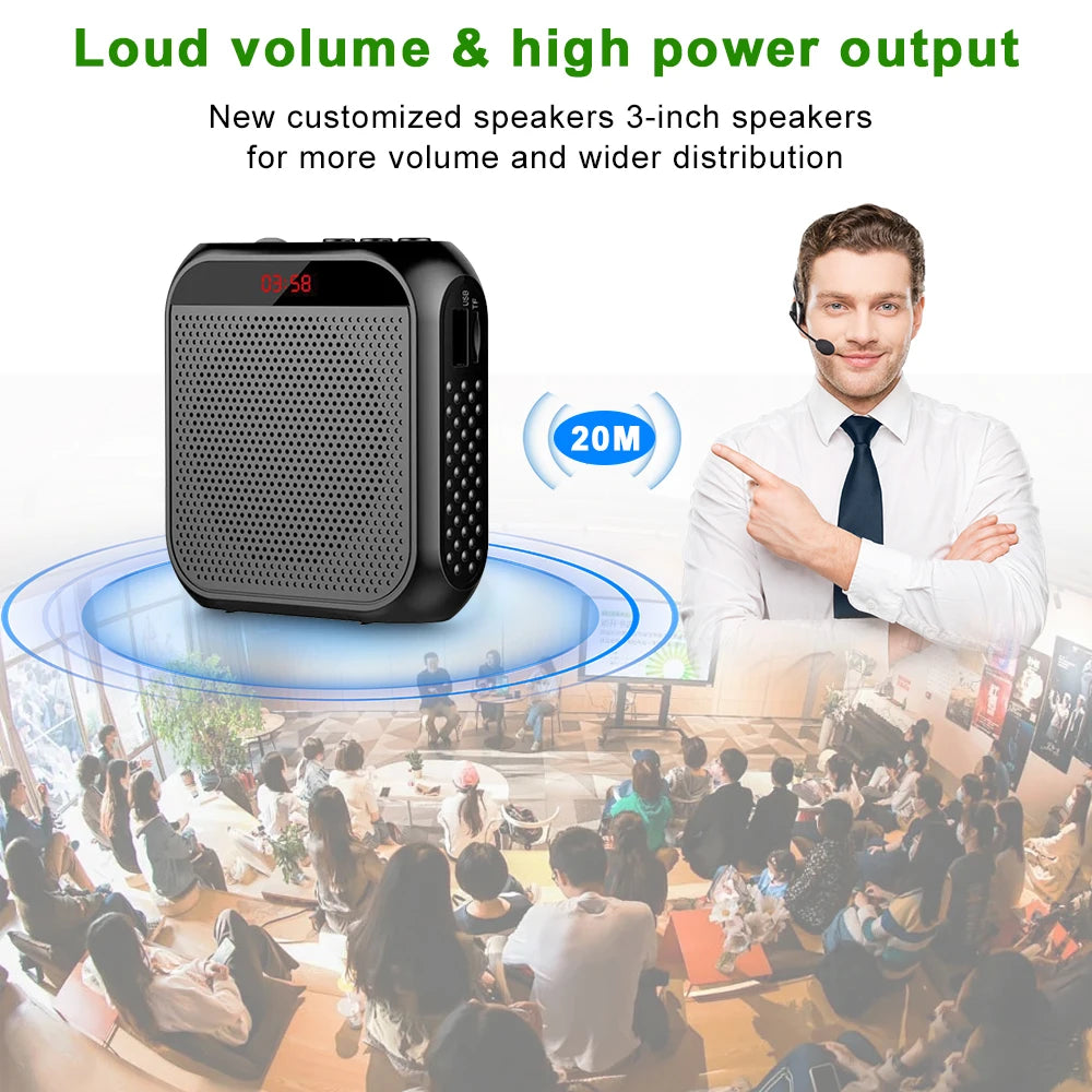 Multifunctional Portable Amplifier 8W 2200mAh Voice Amplifier Personal Voice Speaker Microphone Display for Teacher Presentation Zpaxo