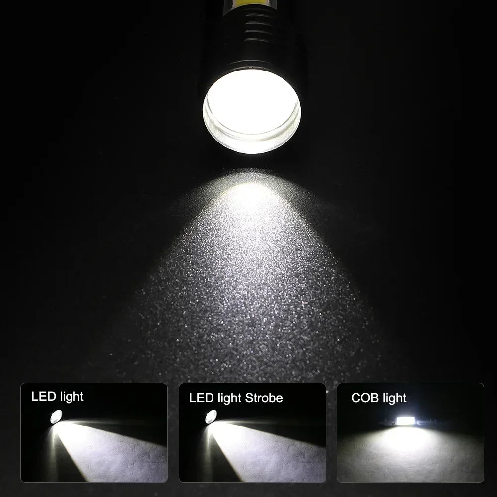 ESMARTER XPE COB LED Rechargeable Zoomable Flashlight 3-Mode