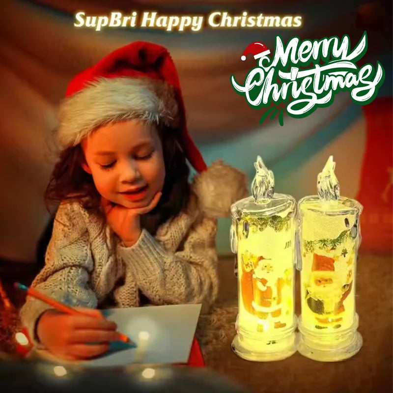 Festive Flameless Pillar Candles Battery Powered LED Christmas Lights