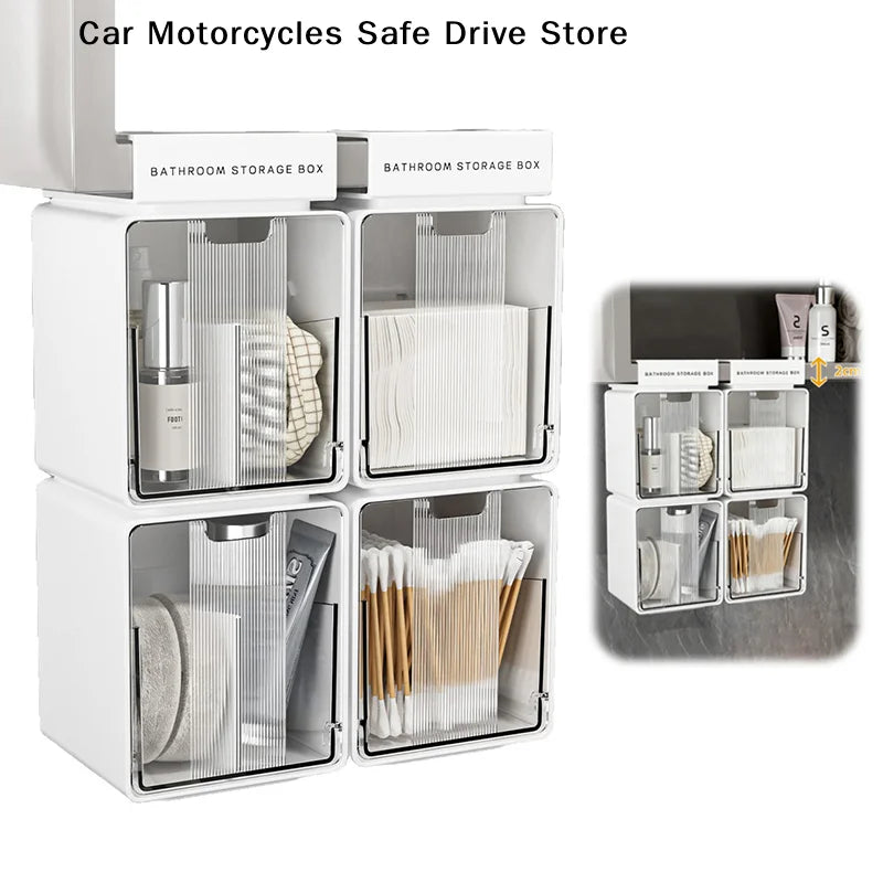 Transparent Bathroom Cotton Stick Makeup Pull-out Storage Drawer Box