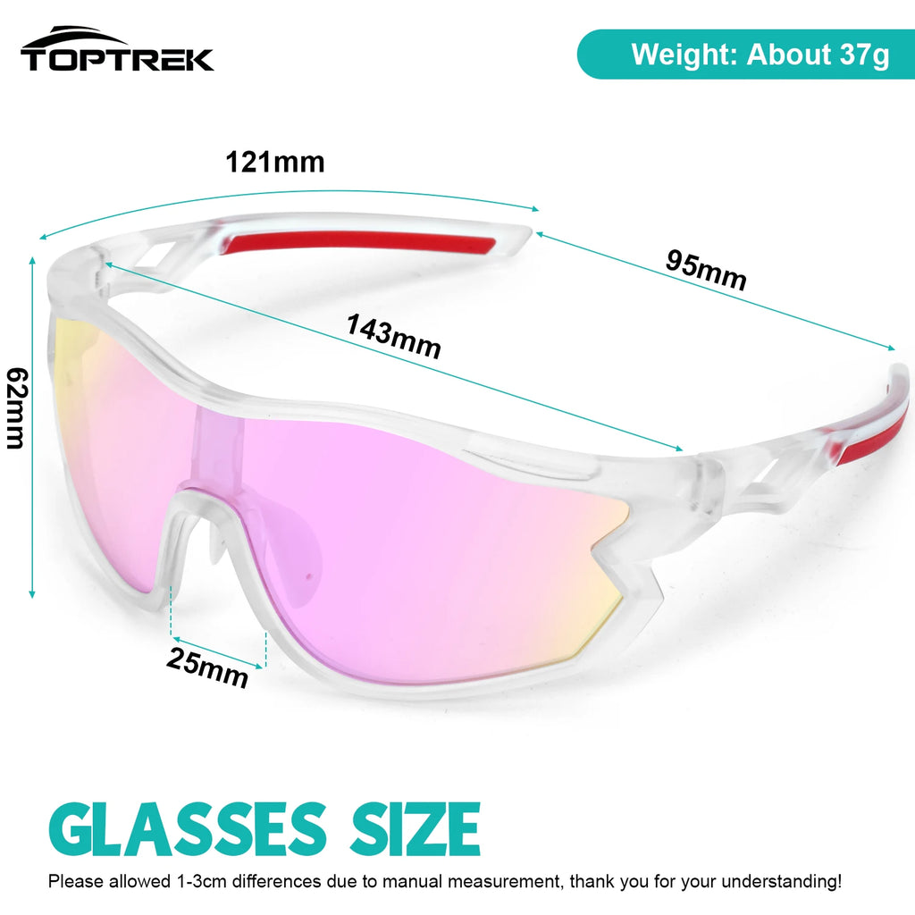Toptrek Polarized Photochromic Cycling Sunglasses UV400 Sports Glasses Men Women Windproof Eyewear for MTB Road Bike Outdoor MTB Zpaxo