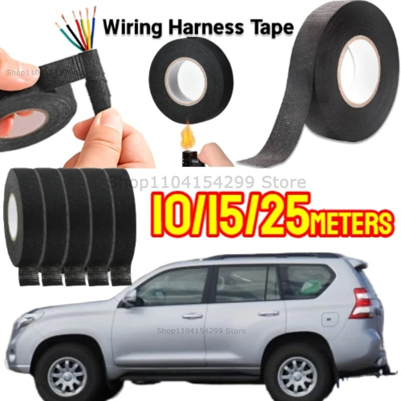 9/15/25/32/50 Electrical Insulating Tape Adhesive Cloth Fabric Tape Cable Looms Wiring Harness For Car Auto Black Wiring Harness Zpaxo