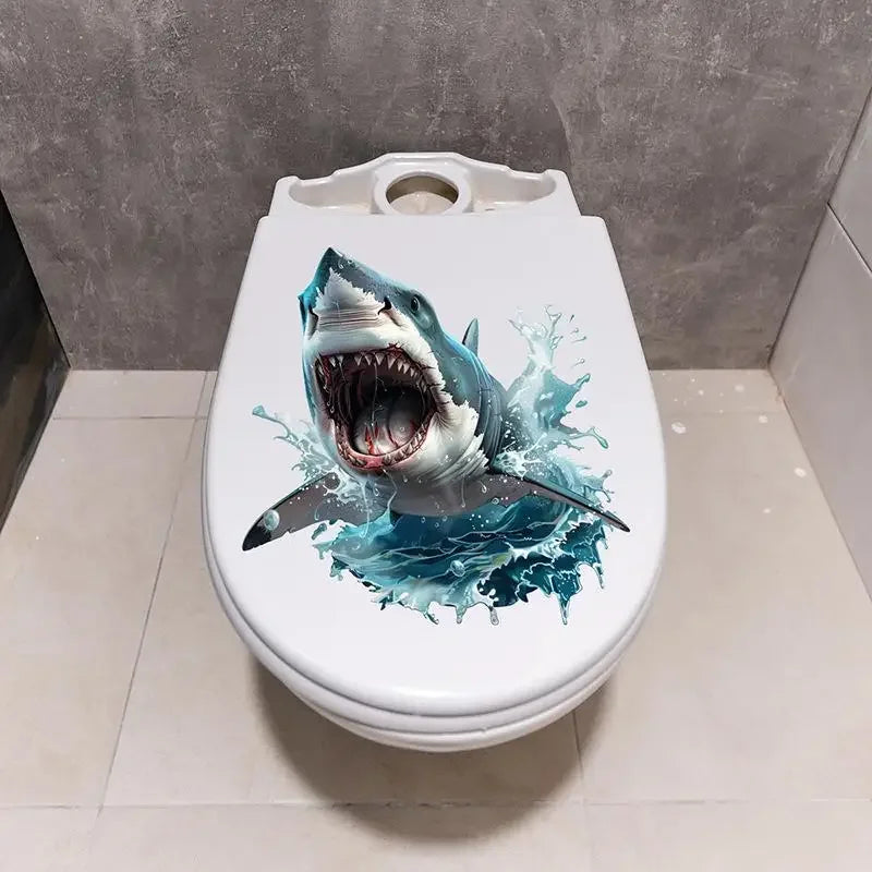 30*30cm PVC Sticker 3D Shark Wall Decal Waterproof Self-Adhesive Sticker For Bathroom & Bedroom Decor Zpaxo