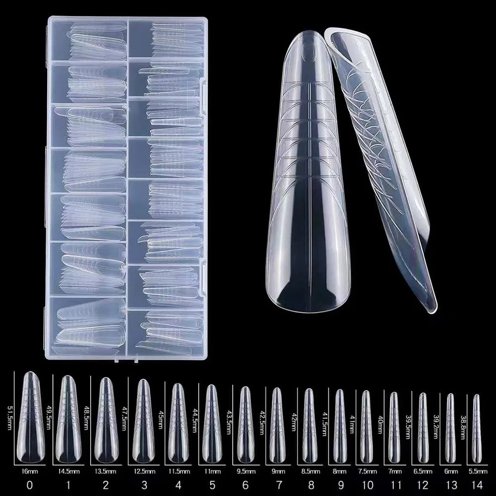 15 Sizes Sandwich Nail Forms Transparent Reusable Space No-trace Long Zpaxo 117-