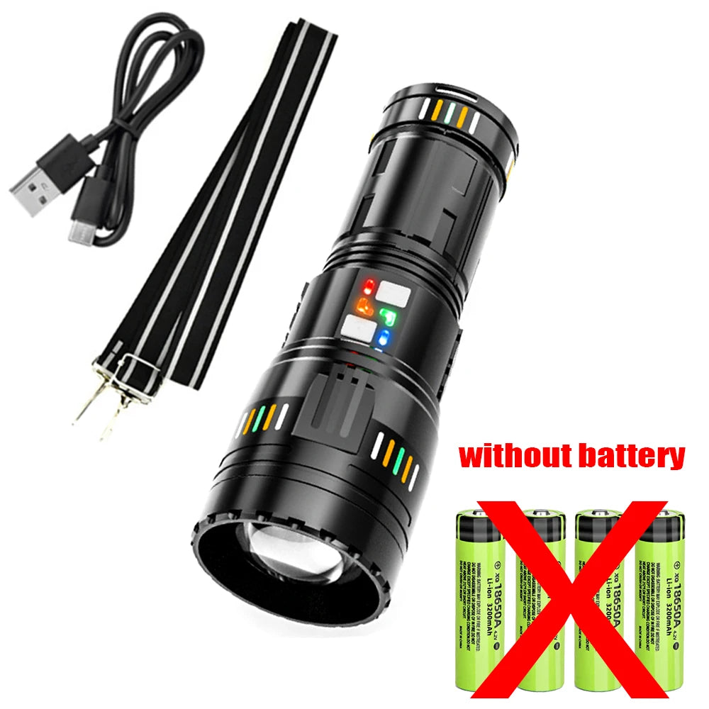 KDULIT GT61 Tactical LED Flashlight – 20000LM Zoomable Torch Tactical Flashlight Zpaxo Small no Battery