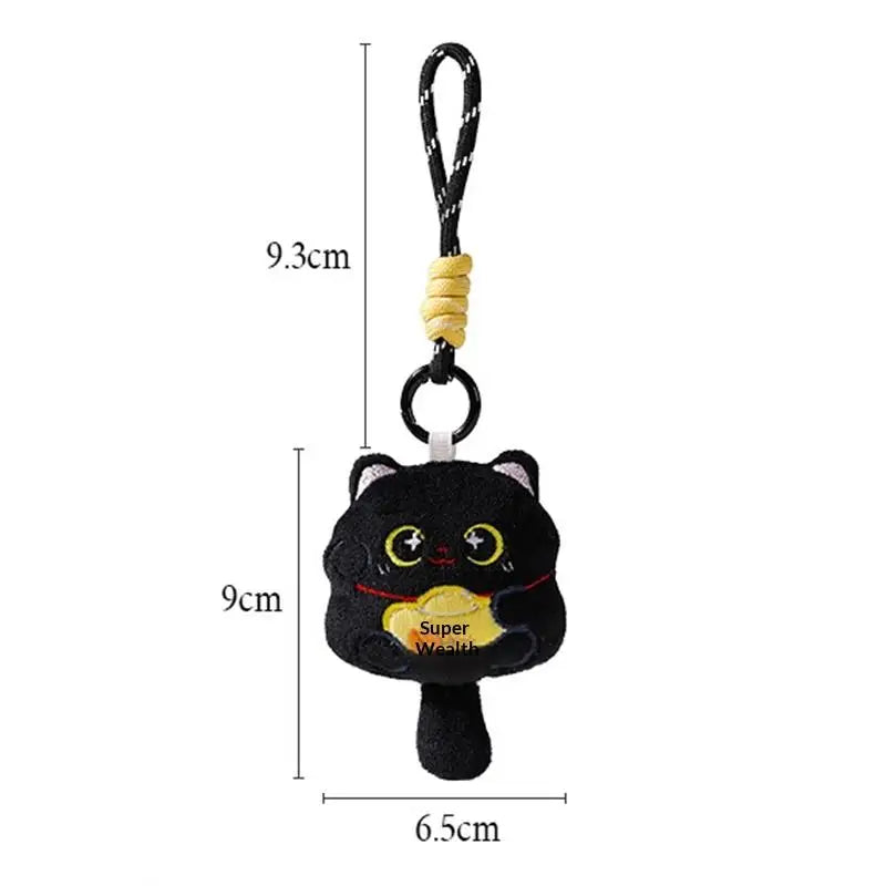 1 Cute Auspicious Cat Soft Toy Keychain Pendant Lanyard Bag Chinese Zpaxo