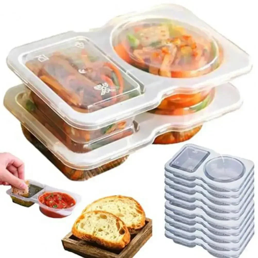 Hot 5/10/20/30Pcs Condiment Container Holder Dual Compartment Spice Box with Lids Reusable Snack Container for Dips Sauce Zpaxo