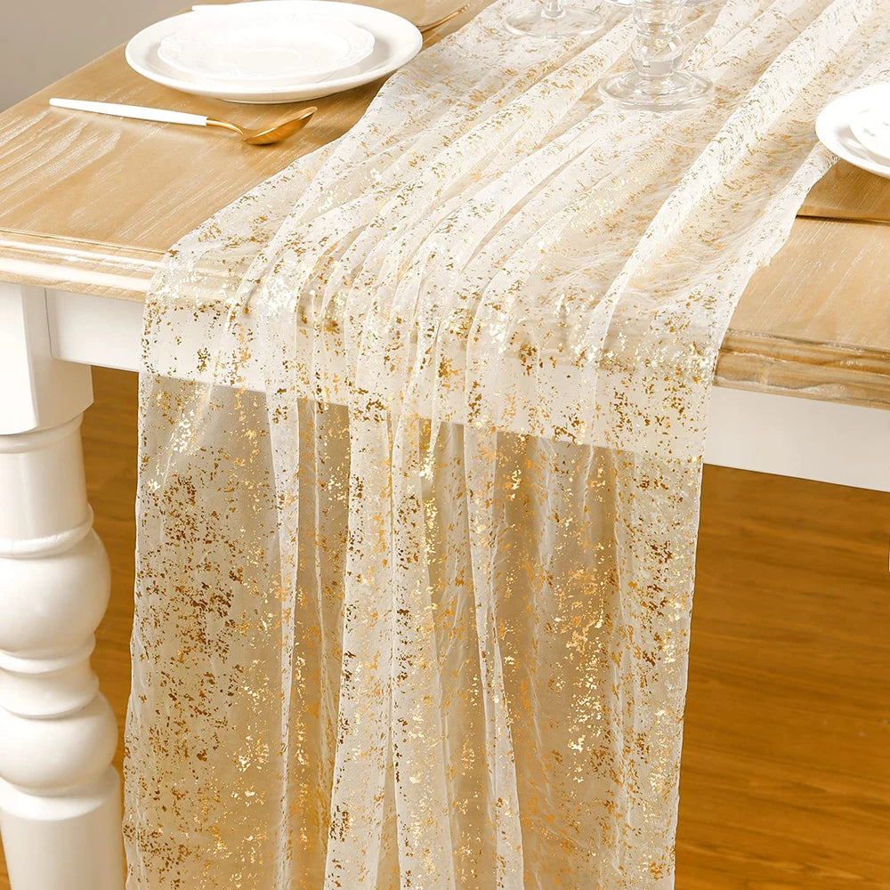 10 13FT Luxury Gold Foil Table Runner Glitter Metallic Party Decor