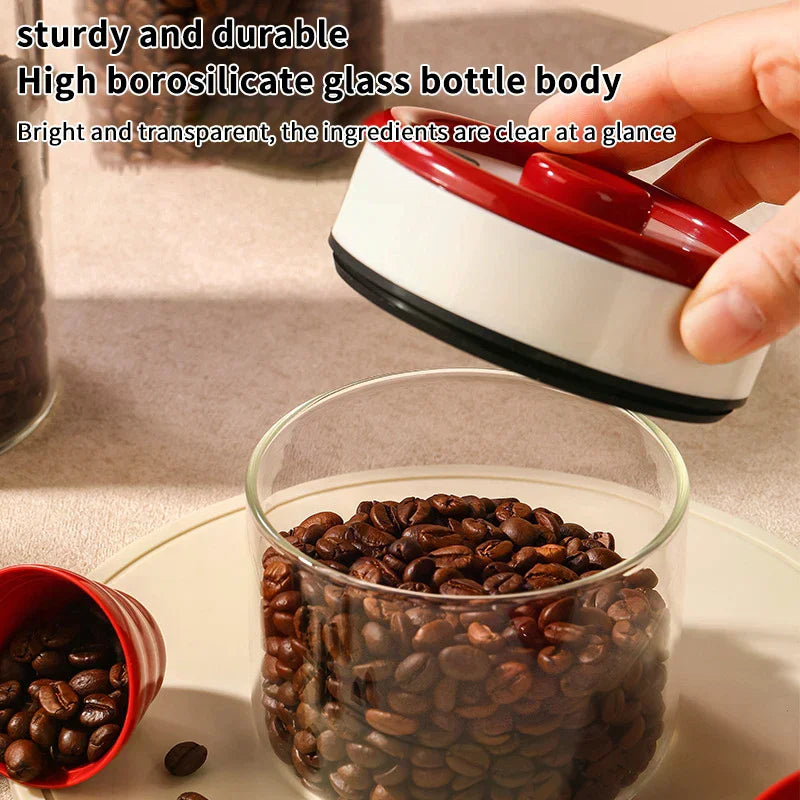 Coffee Beans Vacuum Sealed Tank Transparent Glass Food Storage Jars Zpaxo