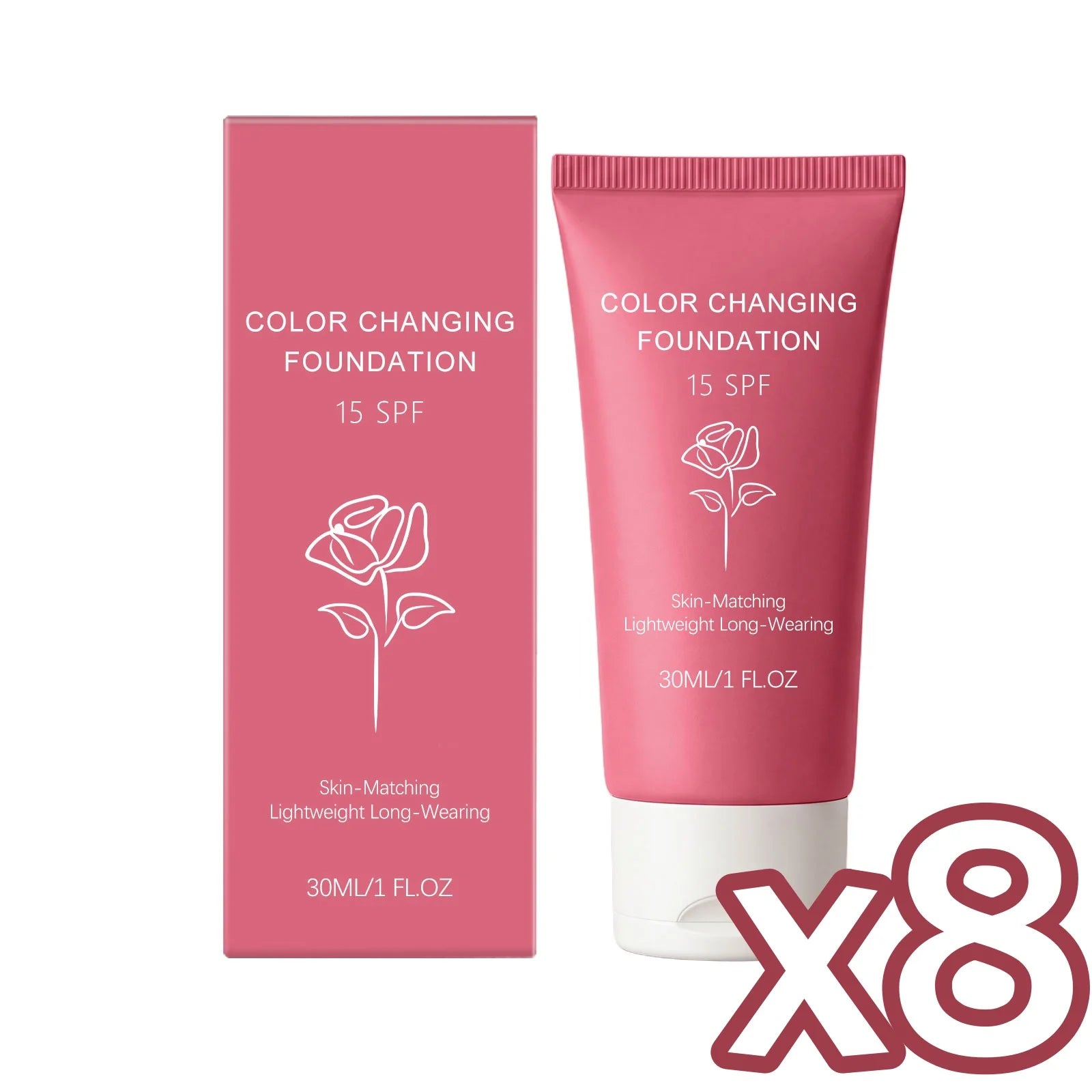 Color Changing Foundation Lotion SPF 15 | Hydrating Natural Coverage Foundation Lotion Zpaxo 30g Boxed x 8PCS