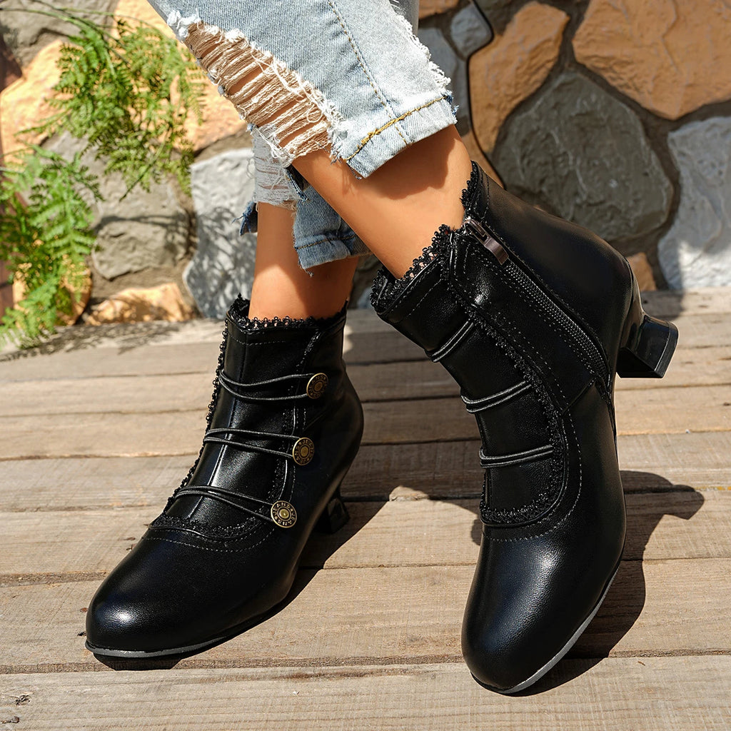 2025 Women Ankle Boots Fashion Comfortable Short Boots Retro Dress Party Shoes Ladies Autumn Winter Outdoor Pointed Shoes Female Zpaxo