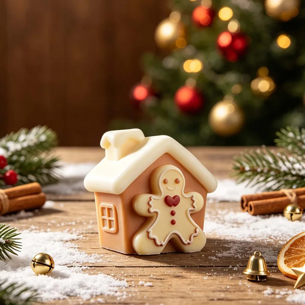 3D Gingerbread House Silicone Mold – Christmas Candle & Craft