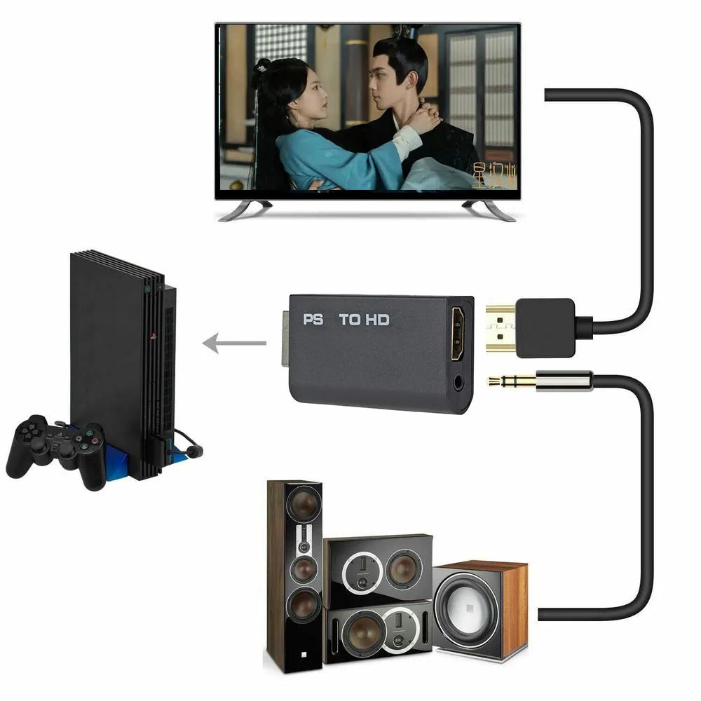 Audio Output Supports Display Modes for PS2 to HDMI-Compatible Adapter for Game Console Monitor Display Connectors Zpaxo
