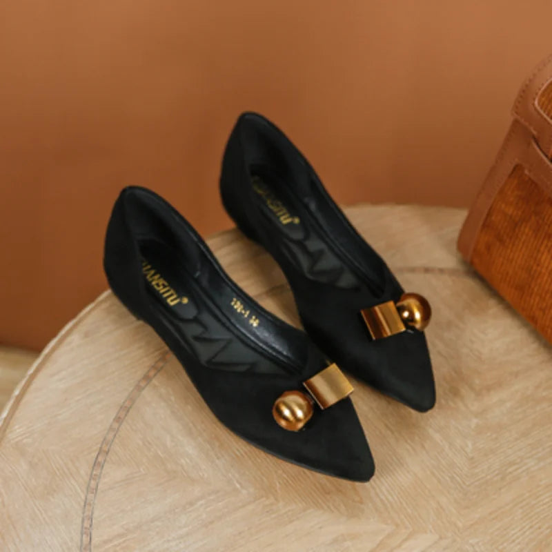 Flat Shoes Women 2023 New Pointed Toe Casual Shoes Shallow Loafers Work Shoes Black Professional Women Shoes Large Size 44 45 46 Zpaxo