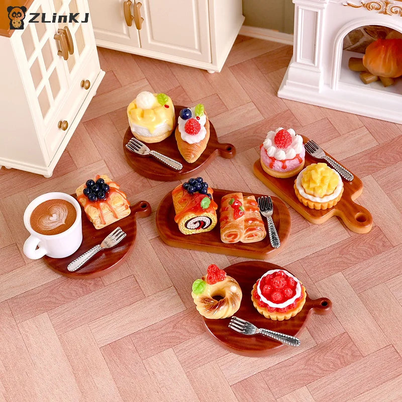 ▶Random 2Pcs/set Dollhouse Mini Cake Dessert Model Dollhouse Mini Kitchen Decoration Dolls House Accessories Pretend Play Toys Zpaxo