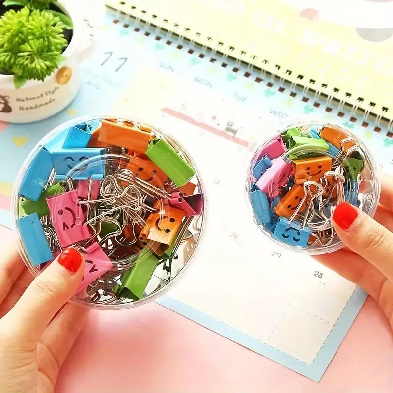 2/12pcs random Smiley Face Long Tail Clips – Colorful Hollow Design, Creative Ledger Clip, Gift for All Seasons Zpaxo