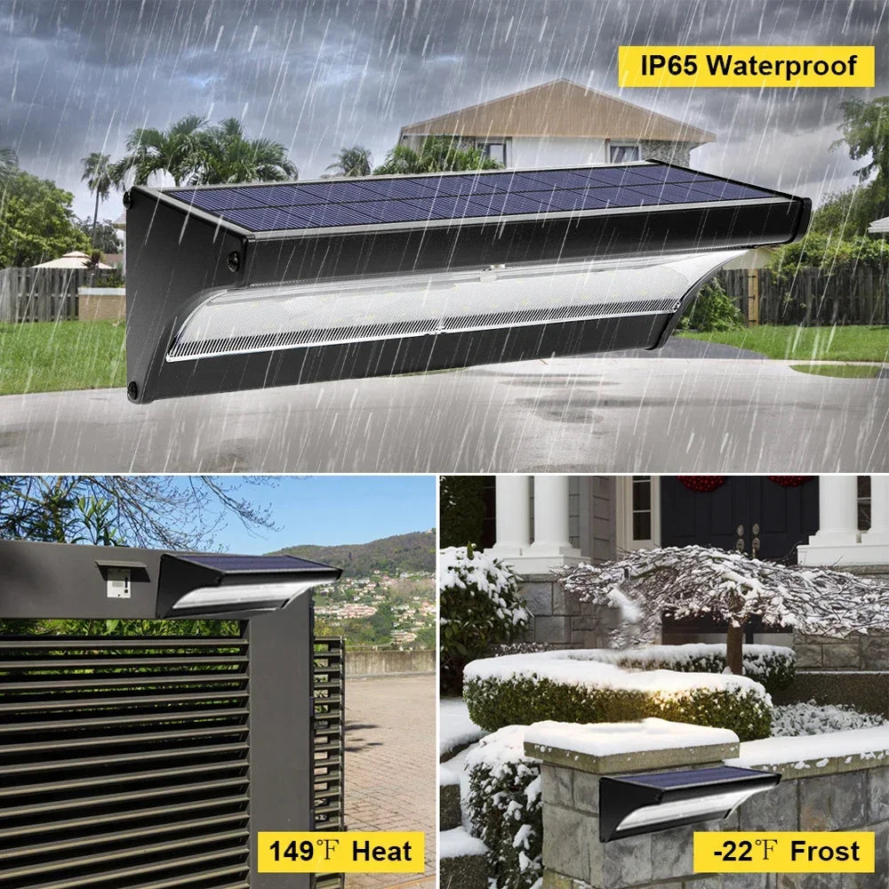 60LED Solar Sensor Aluminium Wall Lamp Outdoor Led Lights Radar Zpaxo