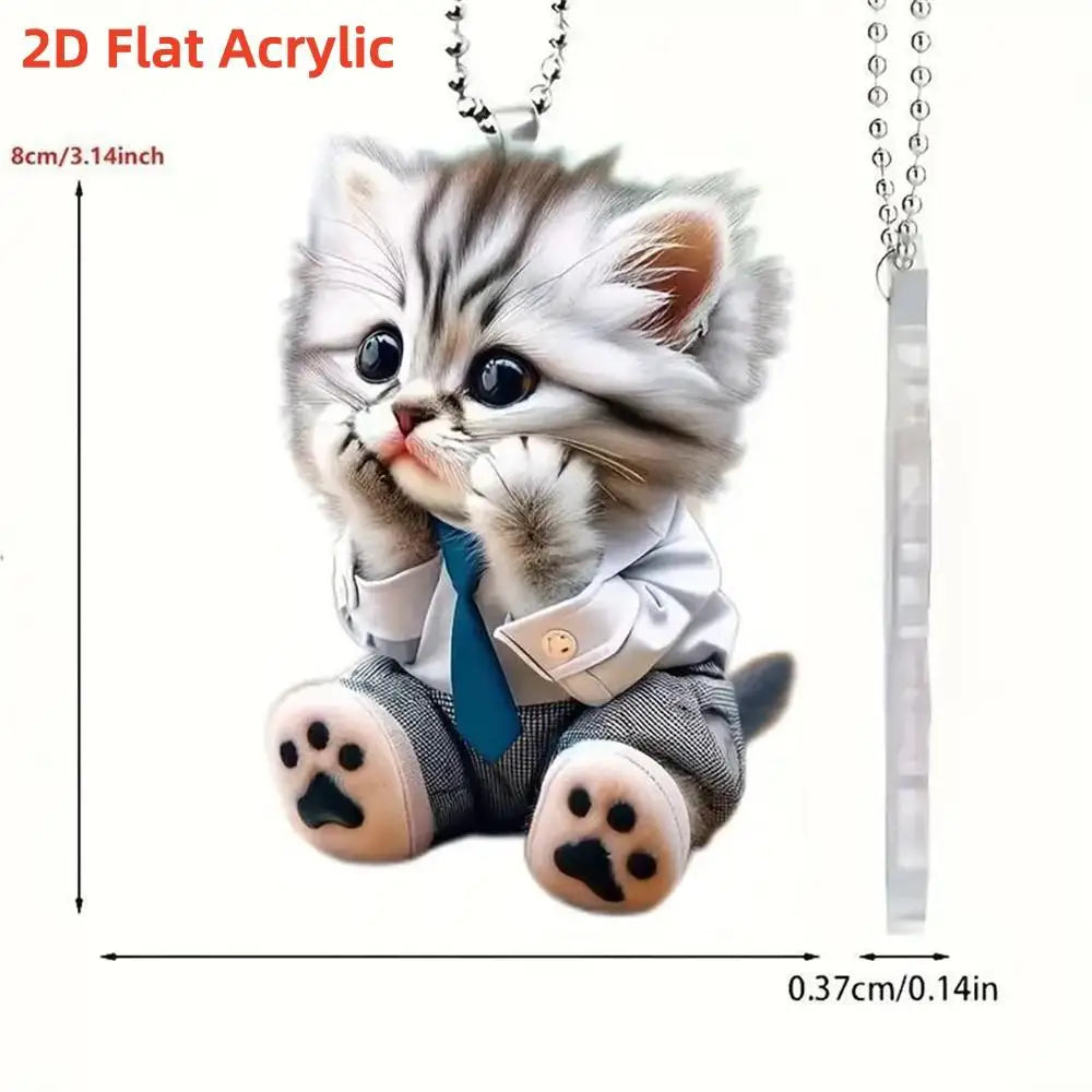 Acrylic Cat Christmas Ornament – Cute Xmas Tree Hanging Pendant Christmas Tree Ornament Zpaxo Style E