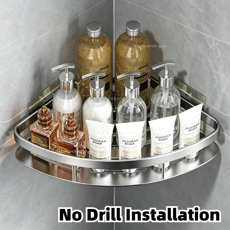 Shower Storage Drill-free Bathroom Shelf Wall Shelf Open Storage Design Easy To Take Suitable for Wet Bathroom Environment Zpaxo