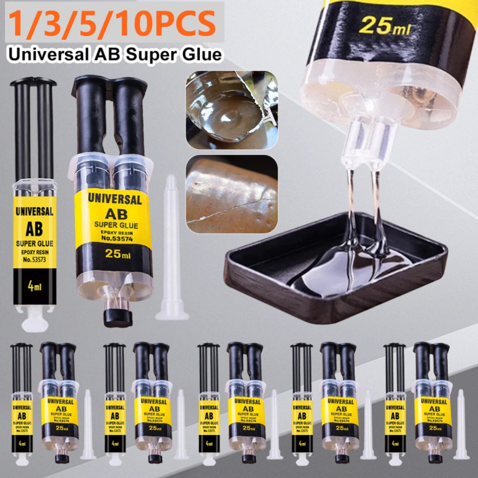 1- 4 Epoxy Resin AB Glue Waterproof Instant Fast Adhesive Repair