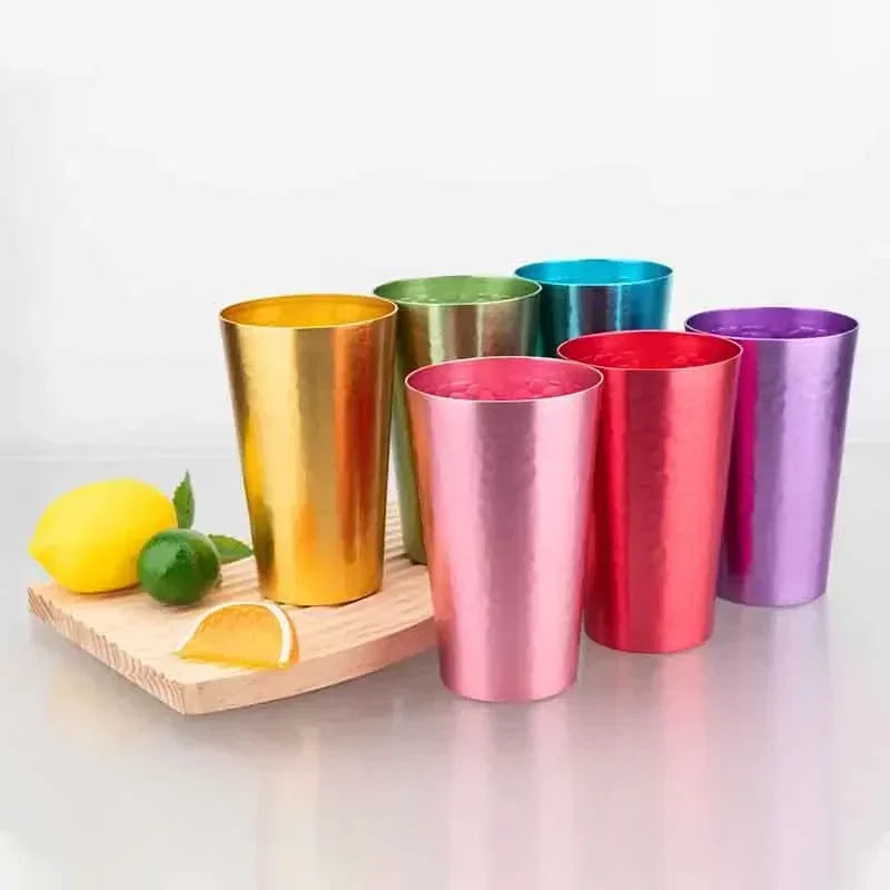 New 6PCS Stone Texture Aluminum Tumbler Set – Lightweight Drinking Cups with Gift Box for Home, Travel, and Outdoor Use Zpaxo