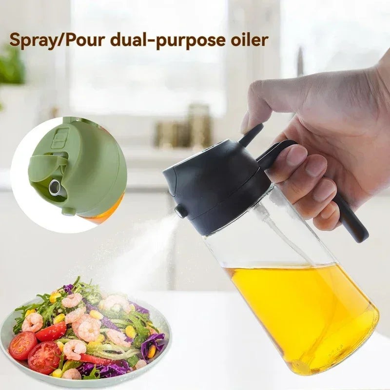 470ml Glass Olive Oil Sprayer & Dispenser – 2-in-1 Air Fryer Oil Sprayer Dispenser Zpaxo