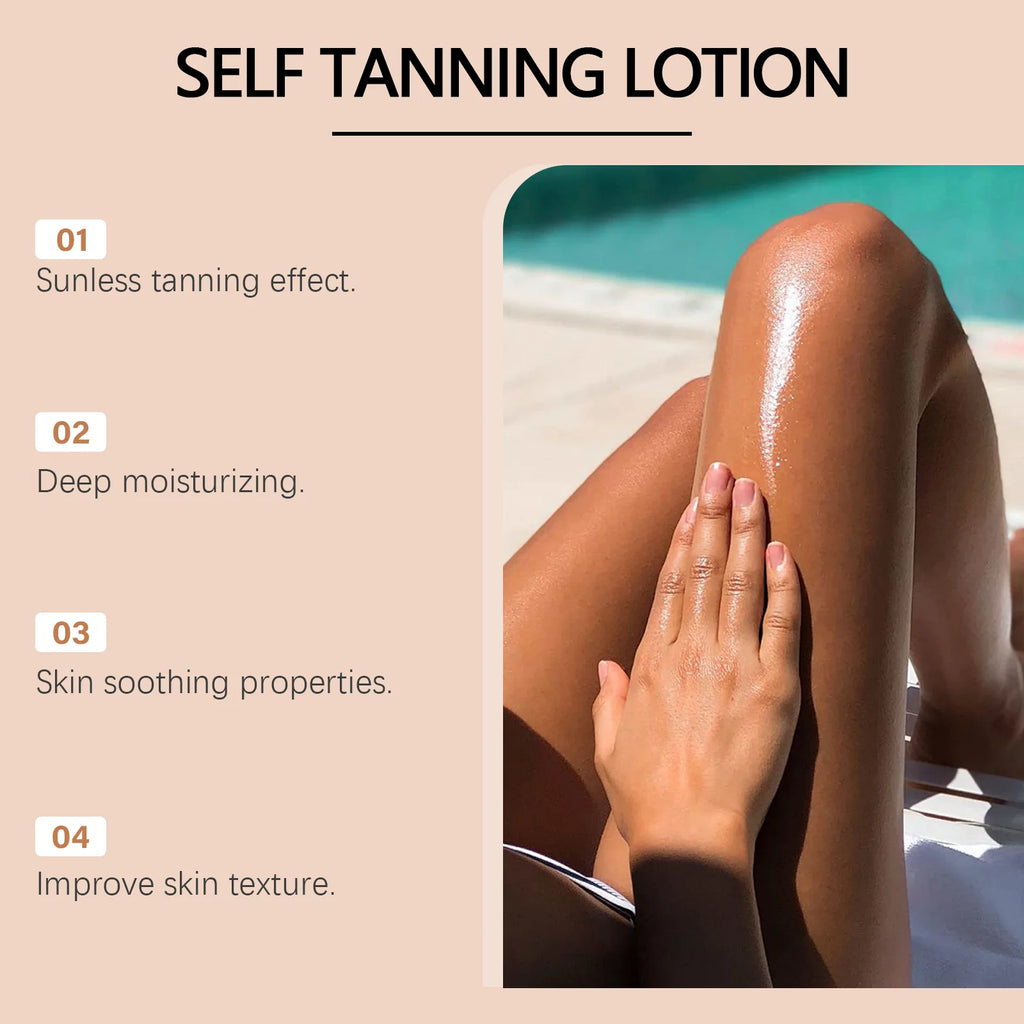 EELHOE Sunless Tanning Lotion Long-lasting Promote Tanning Natural Glow Faster Cocoa Butter Shea Butter Can Face and Body 100g Zpaxo