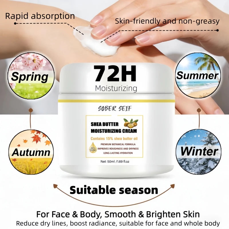 Shea Butter Ceramide Hyaluronic Acid Skin Care Cream 50ml Improve Rough Dull Skin Deep Hydrating Barrier Repair Zpaxo
