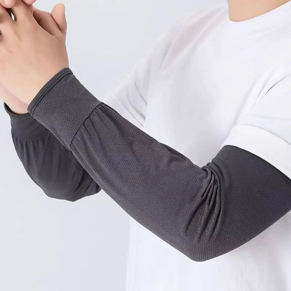 Durable UV Protection Sunscreen Ice Sleeves Loose Breathable Wear-resistant Outdoor Work Arm Warmers Men's Arm Sleeves Summer Zpaxo dark grey